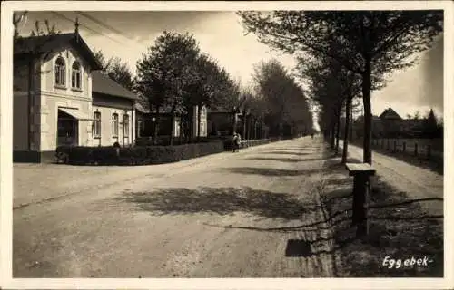 Foto Ak Eggebek Kreis Flensburg, Straßenansicht mit Bäumen