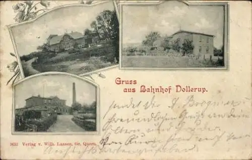 Passepartout Ak Dollerup in Angeln, Bahnhof