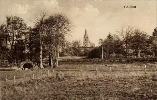 Ak Groß Solt Großsolt in Schleswig Holstein, Teilansicht, Kirche