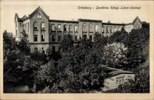 Ak Szczytno Ortelsburg Ostpreußen, Zerstörtes Königliches Lehrer-Seminar