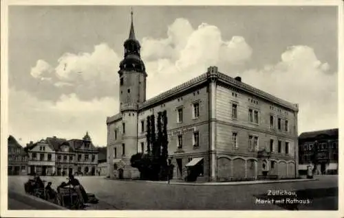 Ak Züllichau Sulechów Ostbrandenburg, Markt mit Rathaus, Ratsapotheke, Ratusz, Rynek