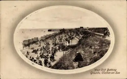 Passepartout Ak Clacton on Sea Essex England, West Cliff Badegelände