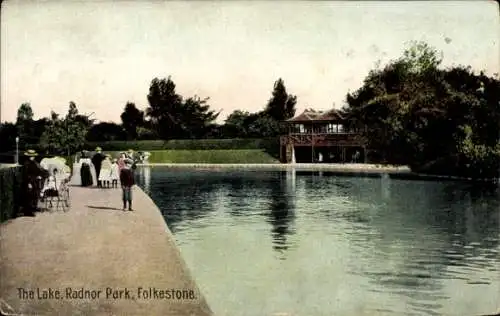 Ak Folkestone Kent England, Radnor Park, See