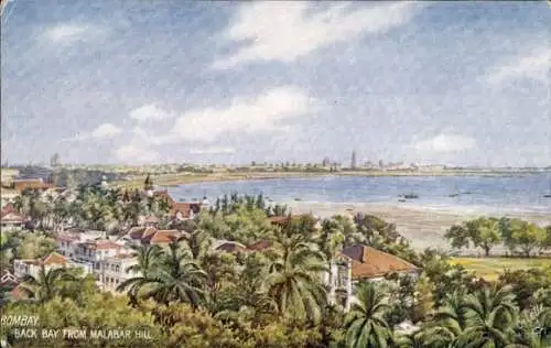 Ak Mumbai Bombay Indien, Back Bay von Malabar Hill