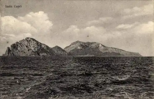 Ak Capri Neapel Campania, Insel vom Wasser aus gesehen