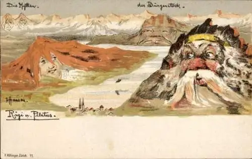 Künstler Litho Hansen, Nolde, Kanton Luzern, Rigi und Pilatus, Berggesichter, Bürgenstock, Mythen