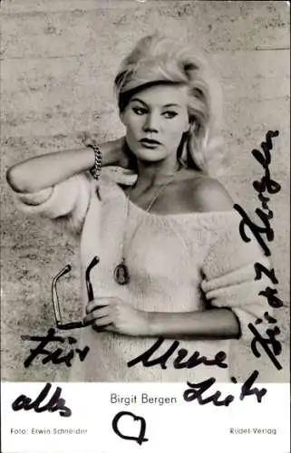 Ak Schauspielerin Birgit Bergen,  Portrait, Autogramm