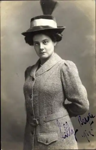 Ak Schauspielerin Lilly Berger,  Portrait, Autogramm, Hut