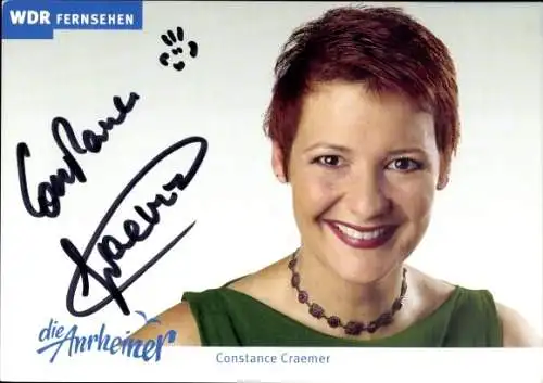 Ak Schauspielerin Constance Craemer, Portrait als Bea Krings in die Anrheiner, Autogramm