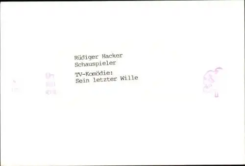 Ak Schauspieler Rüdiger Hecker, Portrait, Autogramm