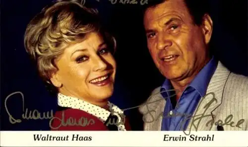 Ak Schaupielerin Waltraut Haas, Schauspieler Erwin Strahl, Portrait, Autogramm