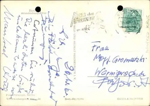 Ak Berlin Mitte, Brandenburger Tor bei Nacht