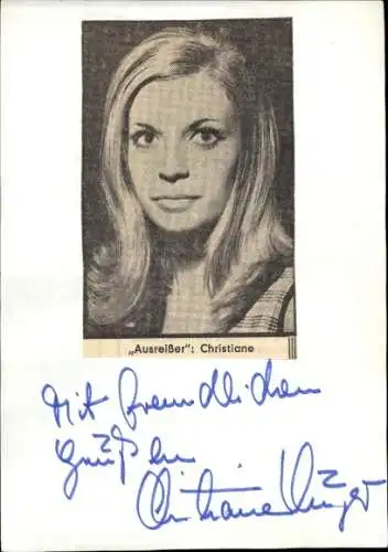 Ak Schauspielerin Christiane Krüger, Portrait, Ausreißer, Autogramm