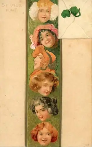 Jugendstil Litho Bildnisse mehrerer Frauen, Umschlag
