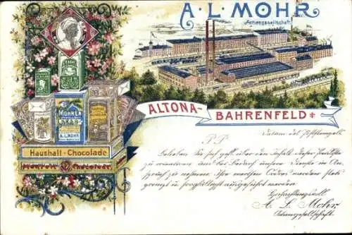 Litho Hamburg Altona Bahrenfeld, A. L. Mohr AG, Haushalt-Schokolade, Reklame