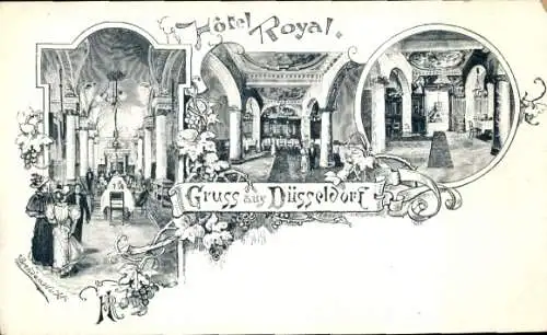 Litho Düsseldorf am Rhein, Hotel Royal, Innenansichten