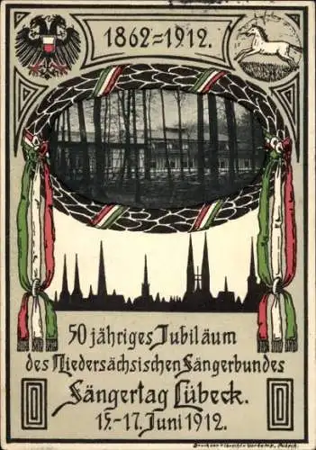 Ak Lübeck in Schleswig Holstein, 50 jähr. Jubiläum des Niedersächsischen Sängerbundes,Sängertag 1912