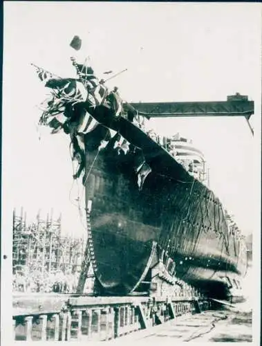 Foto Japanisches Kriegsschiff, Kaiserlich Japanische Marine, Stapellauf Zerstörer Murasame 1935