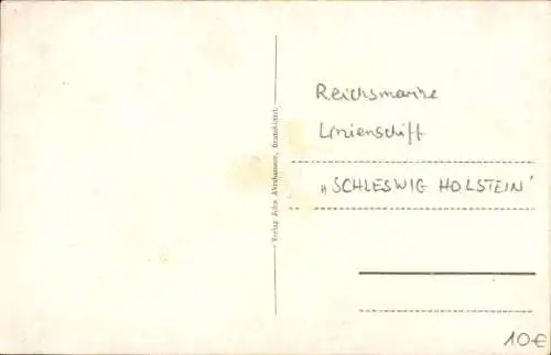 Ak Deutsches Kriegsschiff, Schleswig Holstein, Linienschiff