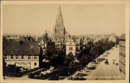 Ak Zwickau in Sachsen, Moritzkirche, Glauchauer Straße