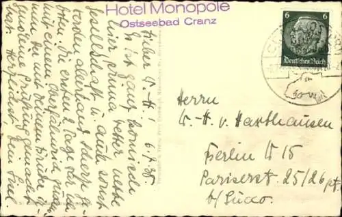 Ak Selenogradsk Cranz Ostpreußen, Hotel Monopol, Stürmische See, Steg