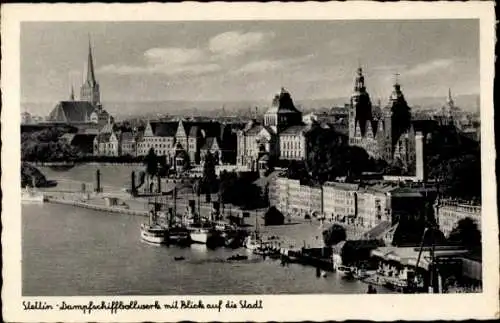 Ak Szczecin Stettin Pommern, Dampfschiffbollwerk, Hakenterrasse