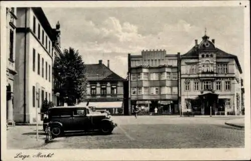 Ak Lage in Lippe, Markt, Auto