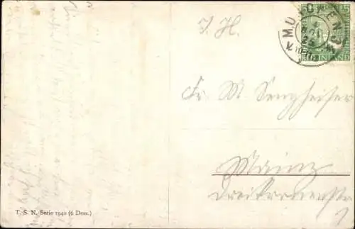 Ak Vier weiße Hunde, Korb, Decke