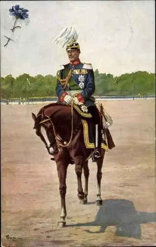 Künstler Ak König Friedrich August III. von Sachsen zu Pferde, Für unsere bedürftigen Veteranen