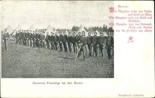 Ak Südafrika, Deutsche Freiwillige Krieger bei den Buren
