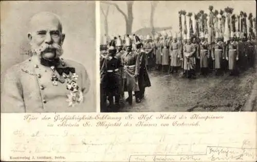 Ak Feier der Großjährigkeits-Erklärung des Kronprinzen, Kaiser Franz Joseph I.