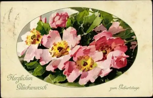 Künstler Ak Glückwunsch zum Geburtstag, Rosen, Blüten