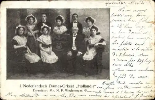 Ak 1. Niederländisches Damenorchester Hollandia, Dir. N. P. Wedemeyer, Portrait