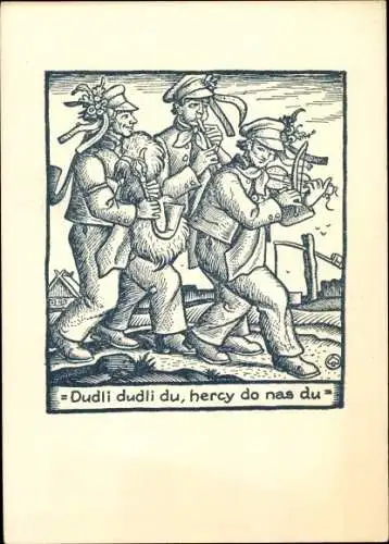 Künstler Ak Měrćin Nowak-Njechorński, Musikanten gehen, Dudli dudli du