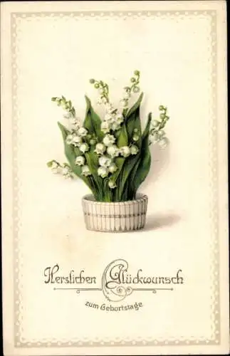 Ak Glückwunsch zum Geburtstag, Blumen, Maiglöckchen