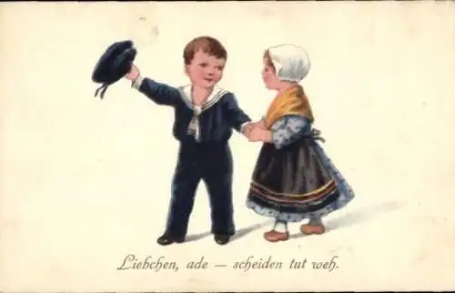 Ak Liebchen, ade, scheiden tut weh, Mädchen und Marinesoldat, Kinder