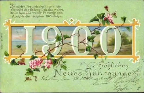 Litho Glückwunsch Neujahr, Jahreszahl 1900, In echter Freundschaft nur allein