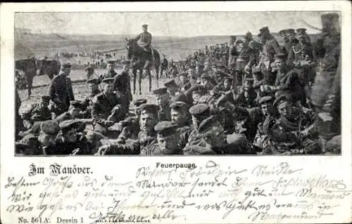 Ak Deutsche Soldaten in Uniformen, Manöver, Feuerpause