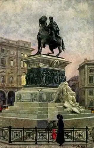 Künstler Ak Milano Mailand Lombardia, Monumento Vittorio Emanuele II