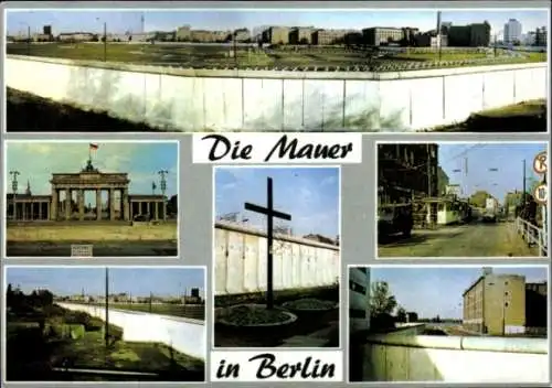 Ak Berlin, Berliner Mauer, Checkpoint Charlie, Brandenburger Tor