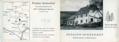 Klapp Ak Lohrhaupten im Flörsbachtal Spessart, Pension Sonnenhof, Inh. Georg Scheidemantel