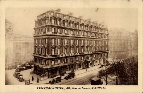 Ak Paris Louvre, Central Hotel, 40 Rue du Louvre