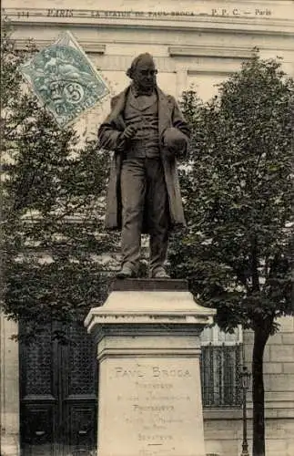 Ak Paris I Louvre, Statue von Paul Broca