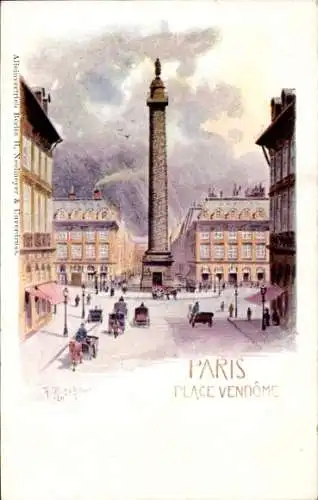 Künstler Ak Paris I Louvre, Place Vendôme, Column Vendôme