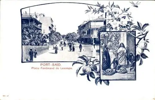 Ak Port Said Ägypten, Place Ferdinand de Lesseps