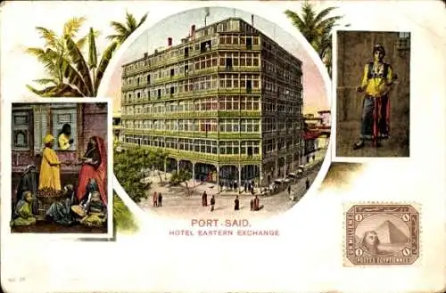 Ak Port Said Ägypten, Hotel Eastern Exchange