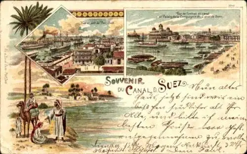 Litho Port Said Ägypten, Suezkanal, Hafen, Firmenpalast