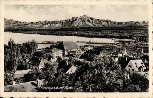 Ak Konstanz am Bodensee, Teilansicht, Alpen