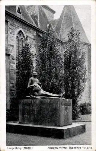 Ak Langenberg in Westfalen, Kriegerdenkmal, Weltkrieg 1914/18
