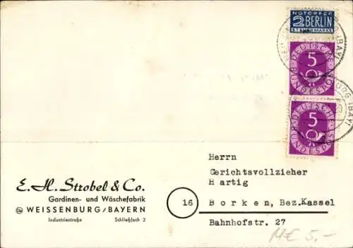 Ak Weißenburg am Sand Mittelfranken Bayern, E. H. Strobel & Co., Gardinen- und Wäschefabrik